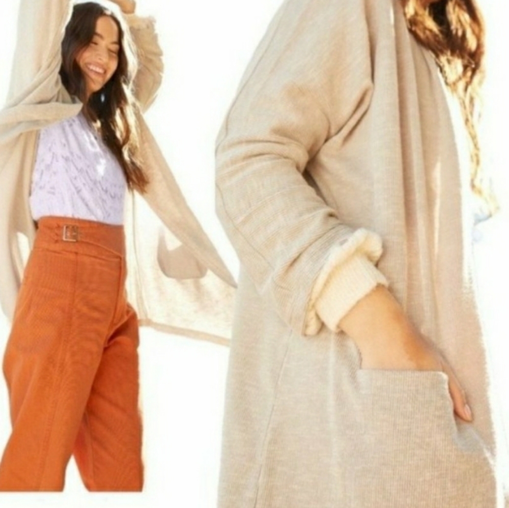 Donni Ribbed Cardigan Open Front Kimono